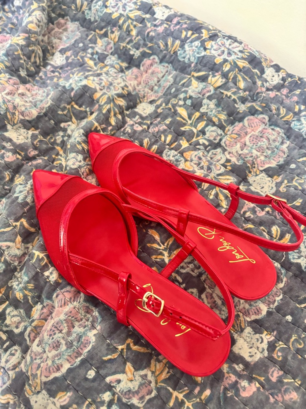 Red Pointed Slingback Heels - Women's Fashion Pumps